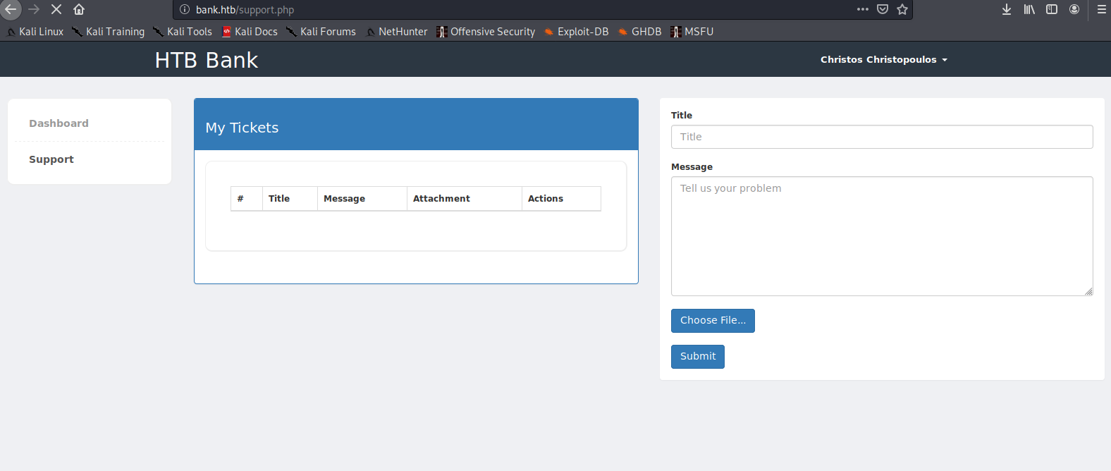 Support page