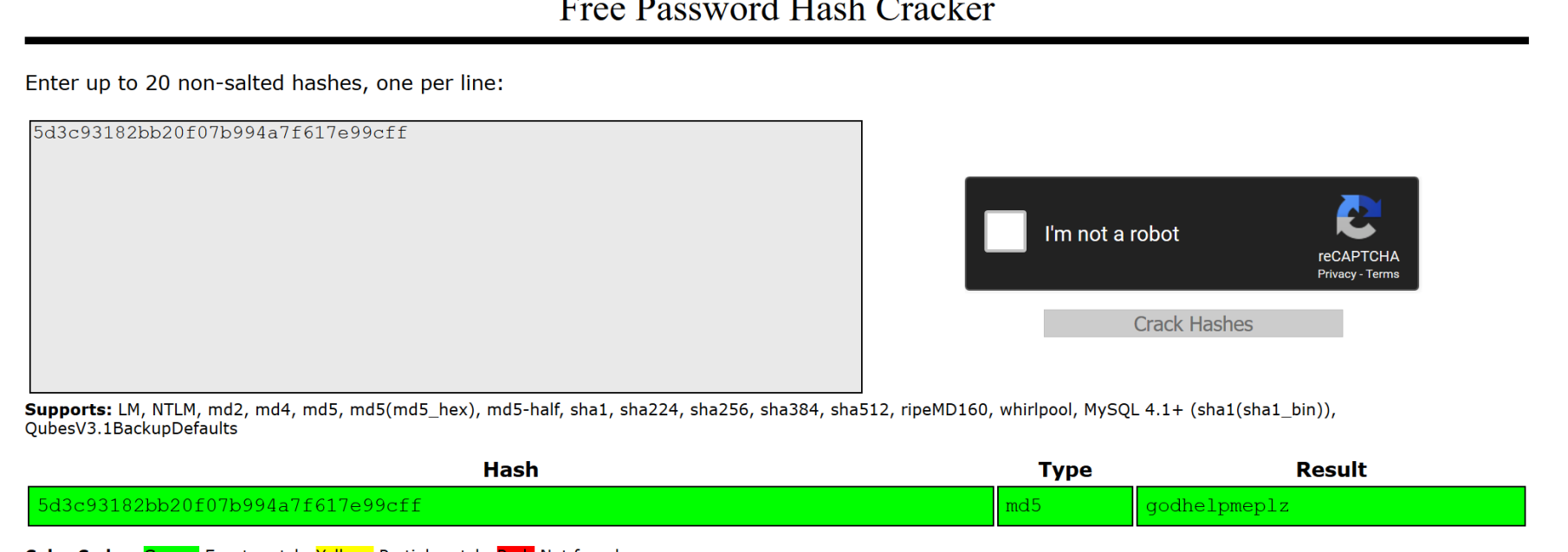 MD5 hash lookup