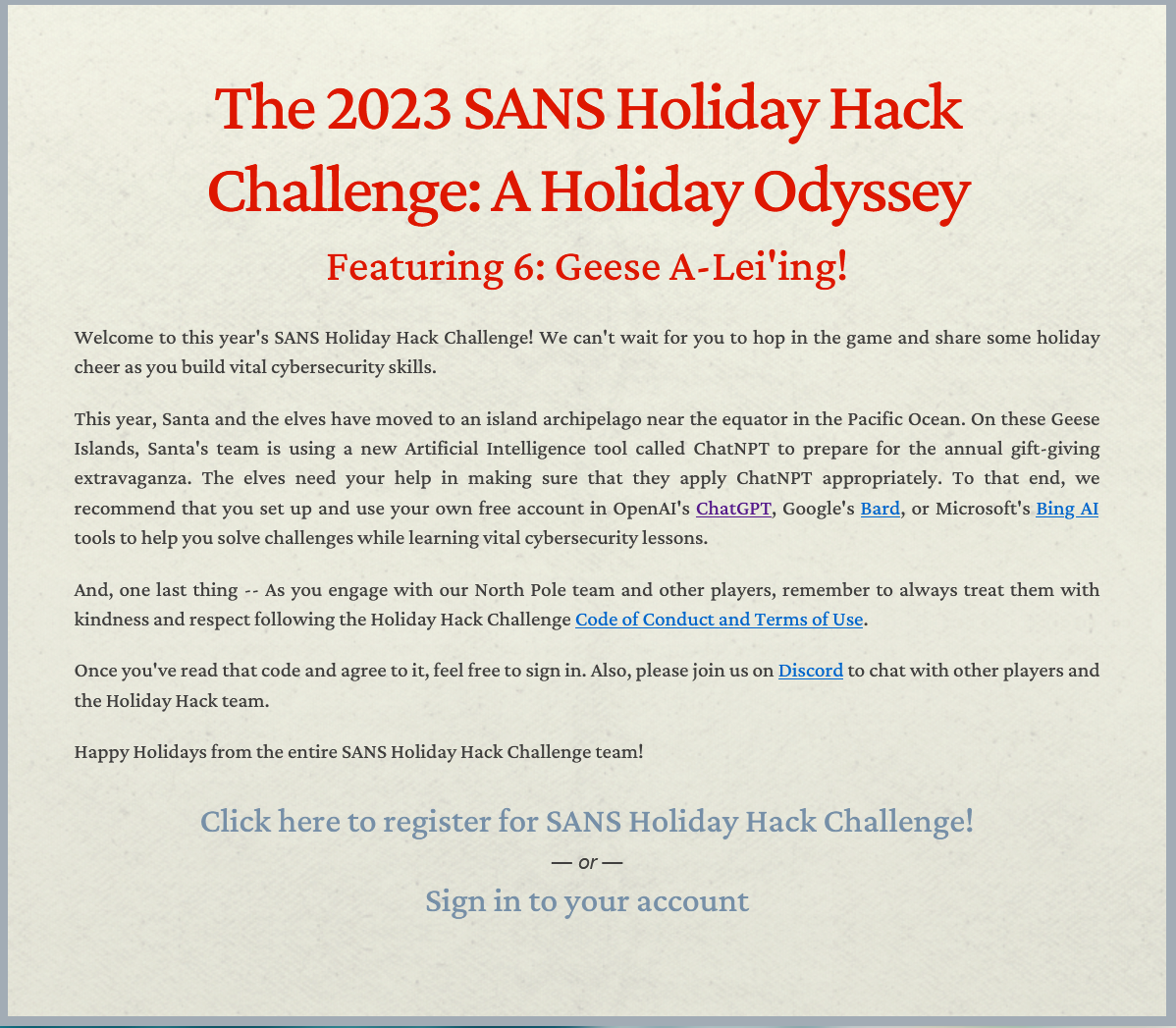 2023 SANS HHC Intro